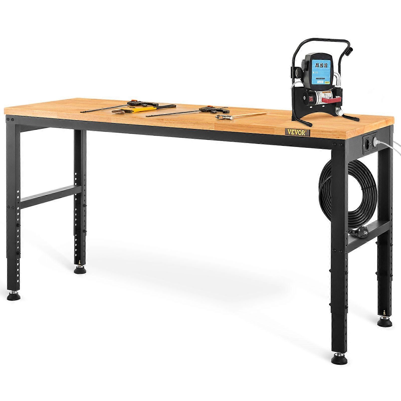 Adjustable Height Workbench 135x46x97 cm Work Bench Table w/ Power Outlets