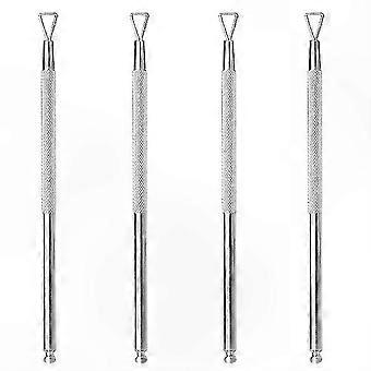 4-Pack Stainless Steel Cuticle Pusher Set with Triangle Scraper Nail Art Gel Polish Removal Tools
