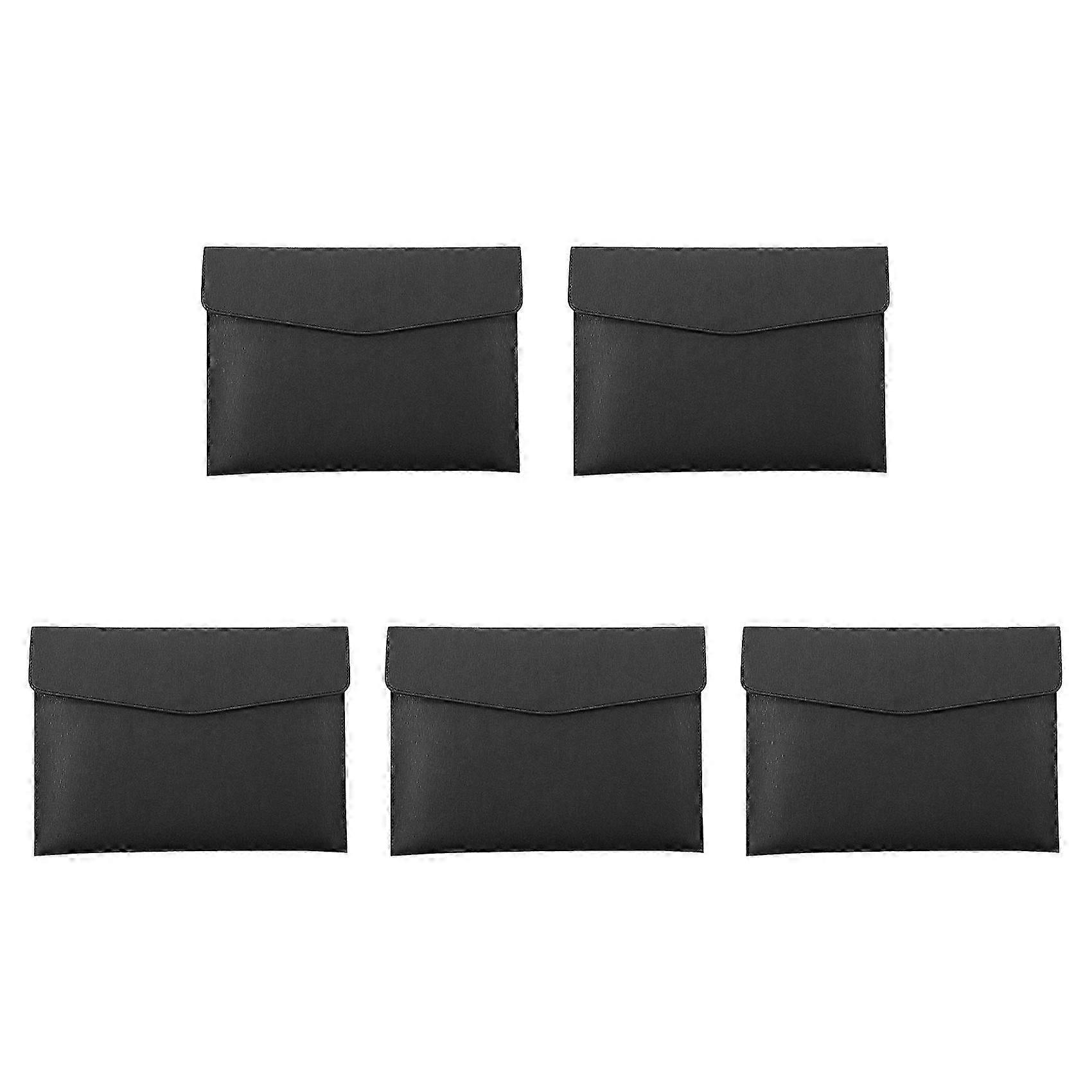 5X PU Leather A4 File Folder Document Holder Waterproof Portfolio Envelope Folder Case with Snap Closure(Black)