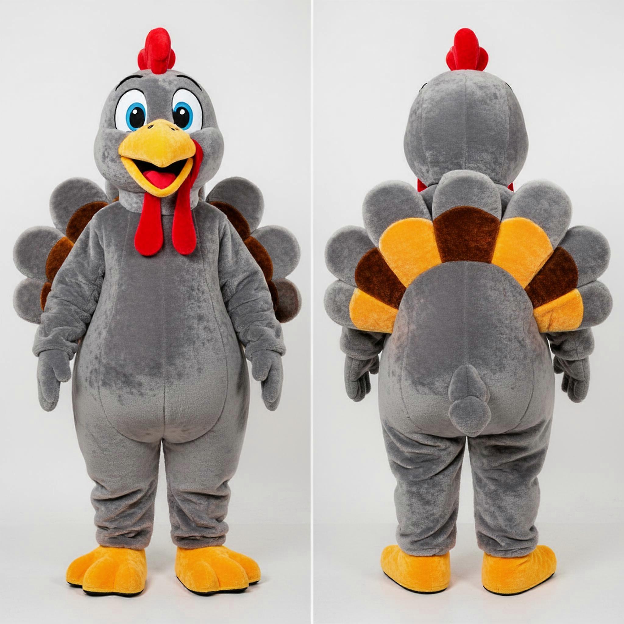 MASTICOT Velvety Gray Feathered Turkey Mascot