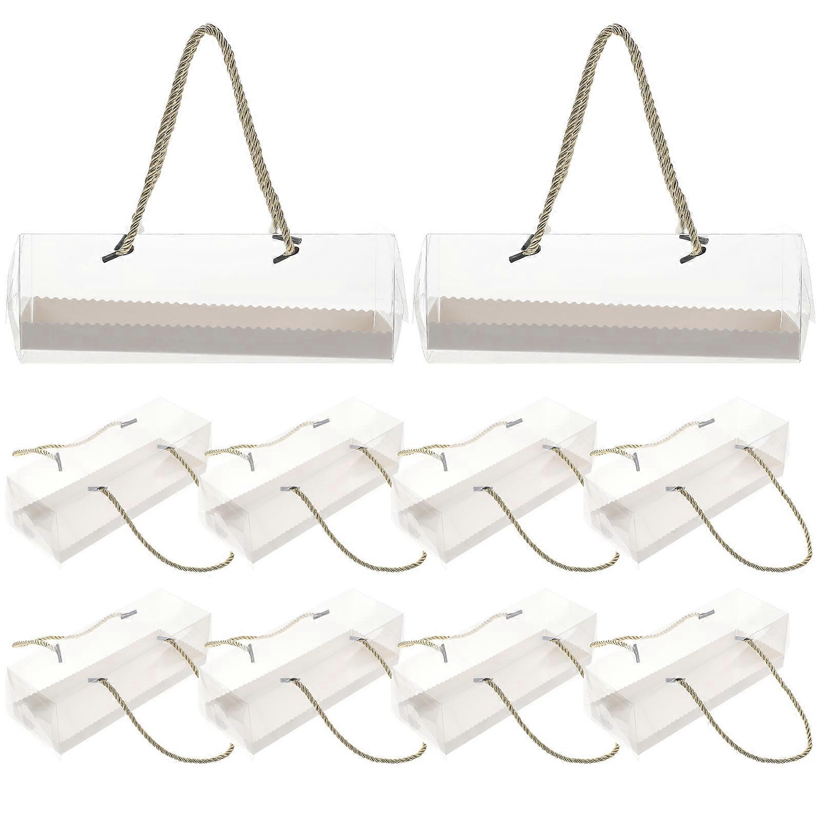 Transparent Cake Roll Packaging Boxes for Storage with Tray 10Pcs