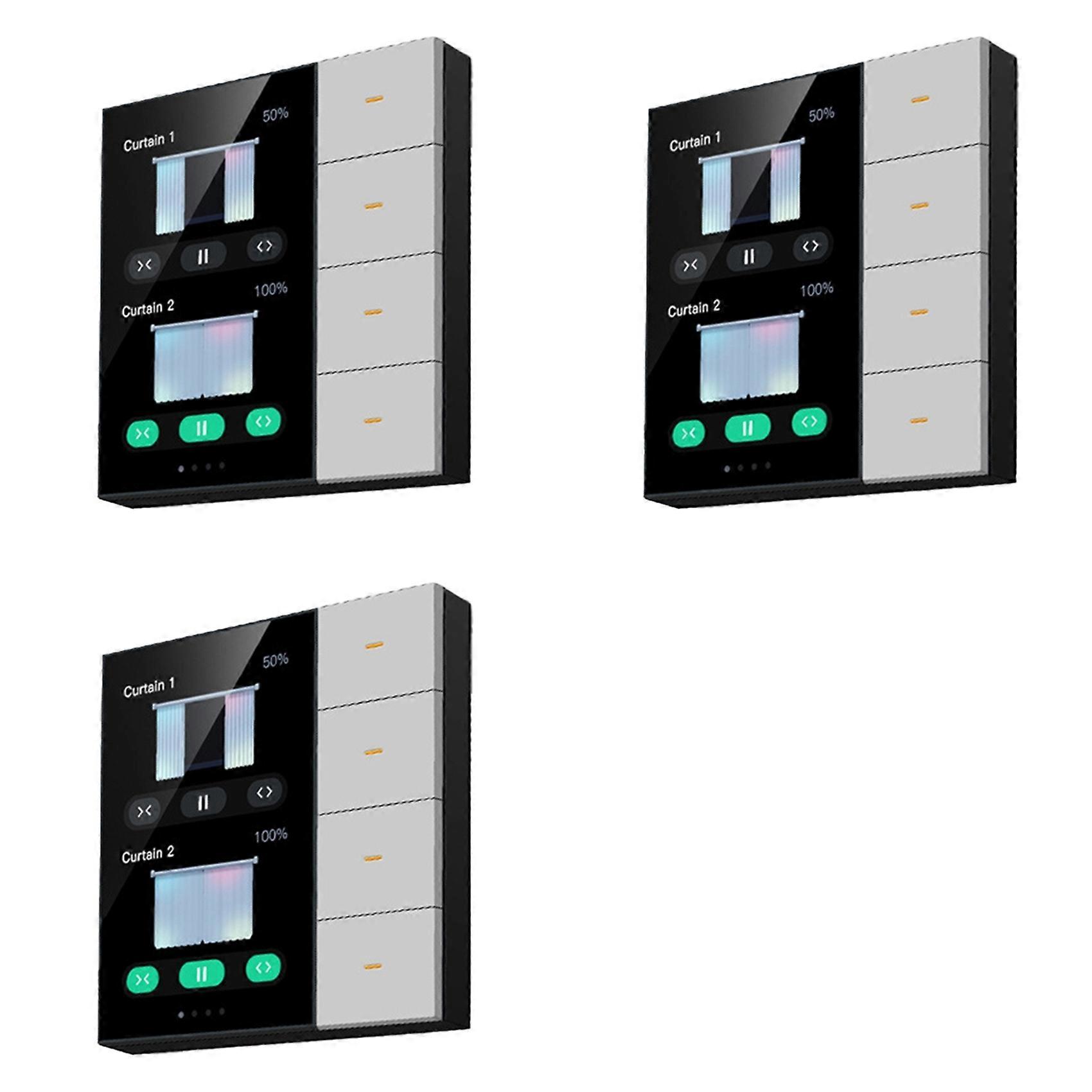 3pcs 3.5 Inch Smart Wall Switch Touch Screen 4 Groups Switch 8-Way Scene Radar Sensor Dimming Switch Tuya Zigbee B