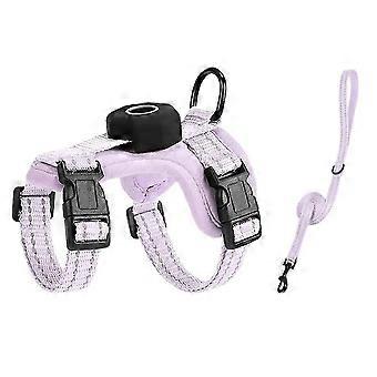Escape-Proof Cat Harness XS with for AirTag Holder Reflective Adjustable Kitten Vest for Outdoor Walking Cat Purple@O2