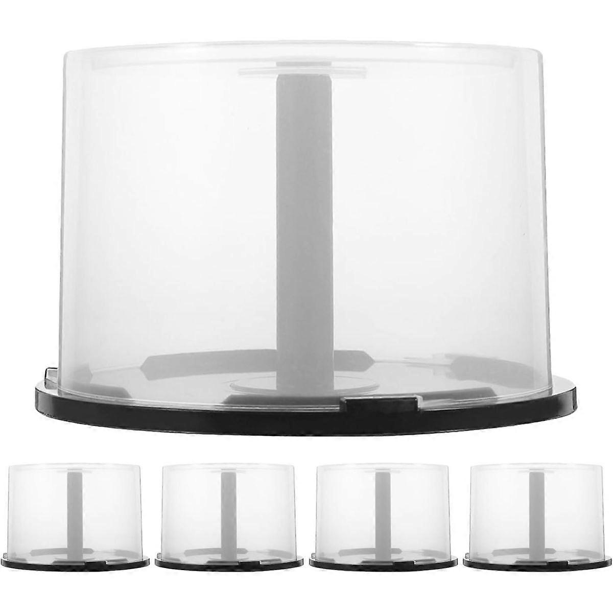 5pcs CD Spindle Storage Rack - Round Plastic Disc Organizer Empty DVD Bucket Slim Stackable Case Storage Tower With Black Base