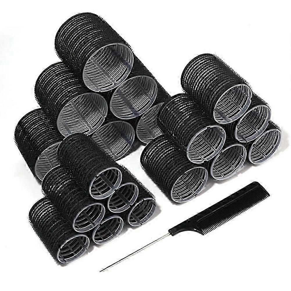 18PCS Black Non-Heat Hair Rollers