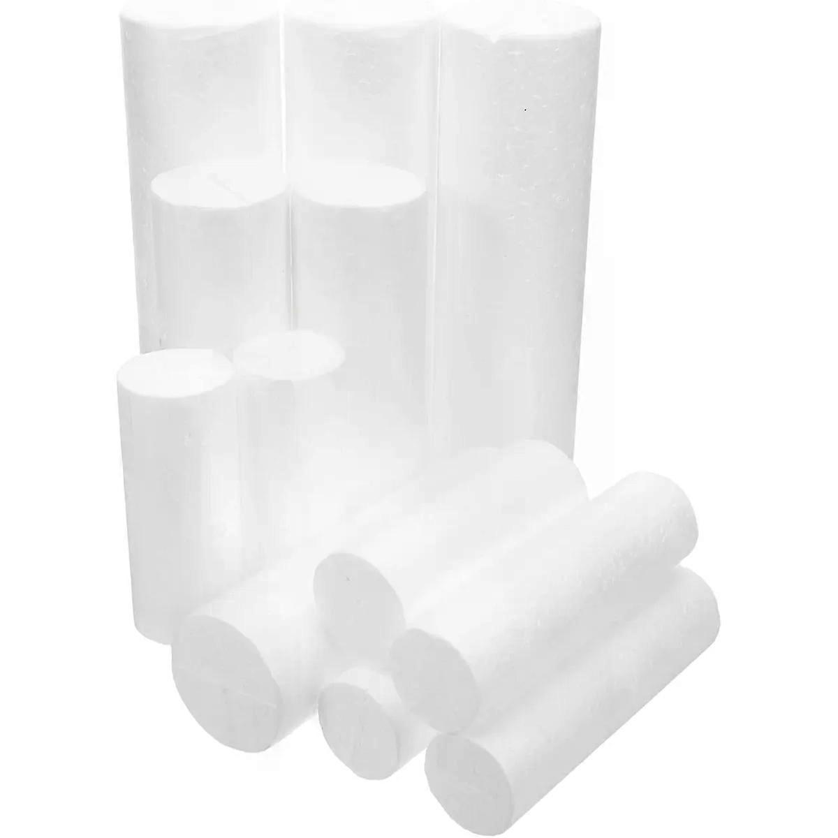 12Pcs White Foam Cylinders, DIY Decorations, Lightweight Modeling Rods
