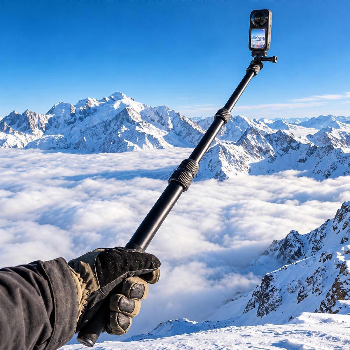 1.51m Extendable Selfie Stick Adjustable Extension Pole for Action Cameras