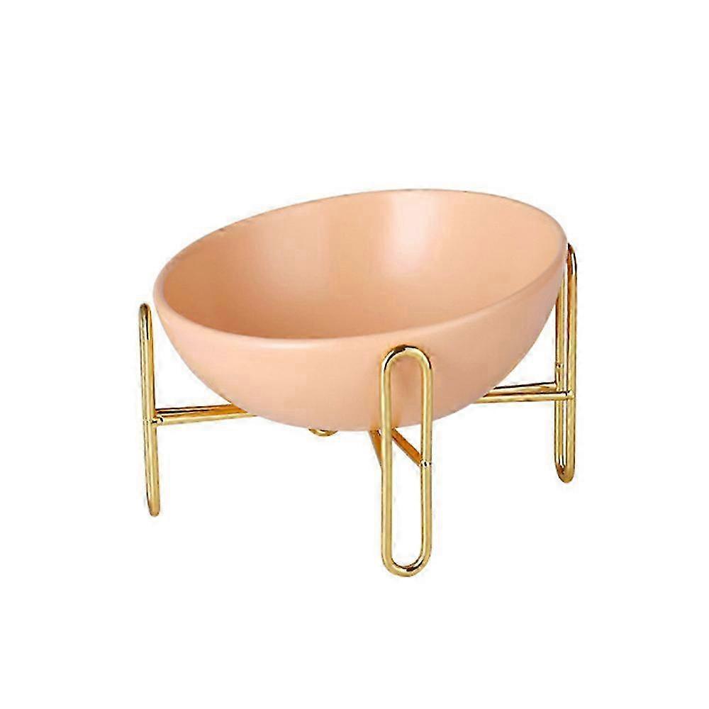 Tilted Ceramic Pet Bowl With Adjustable Rack