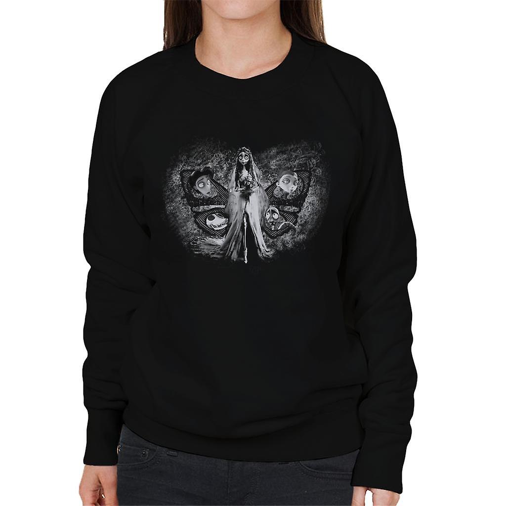Corpse Bride Character Heads In Butterfly Wings Women's Sweatshirt