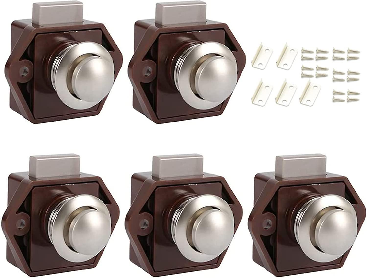 5 Pcs Push Button Catch Door Lock Keyless Cabinet Lock For Cabinet