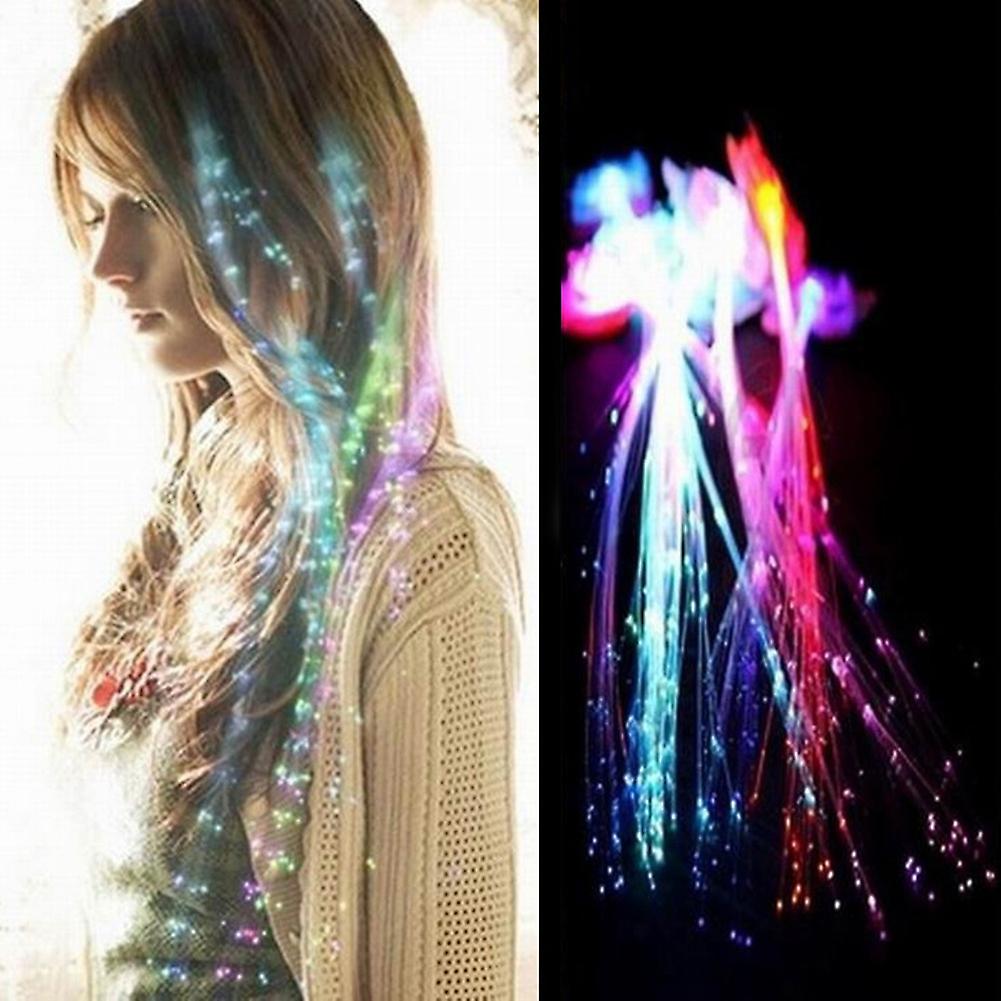 LED Light Up Braid Luminous Fiber Optic Hairpin Decor for Halloween Party Bar