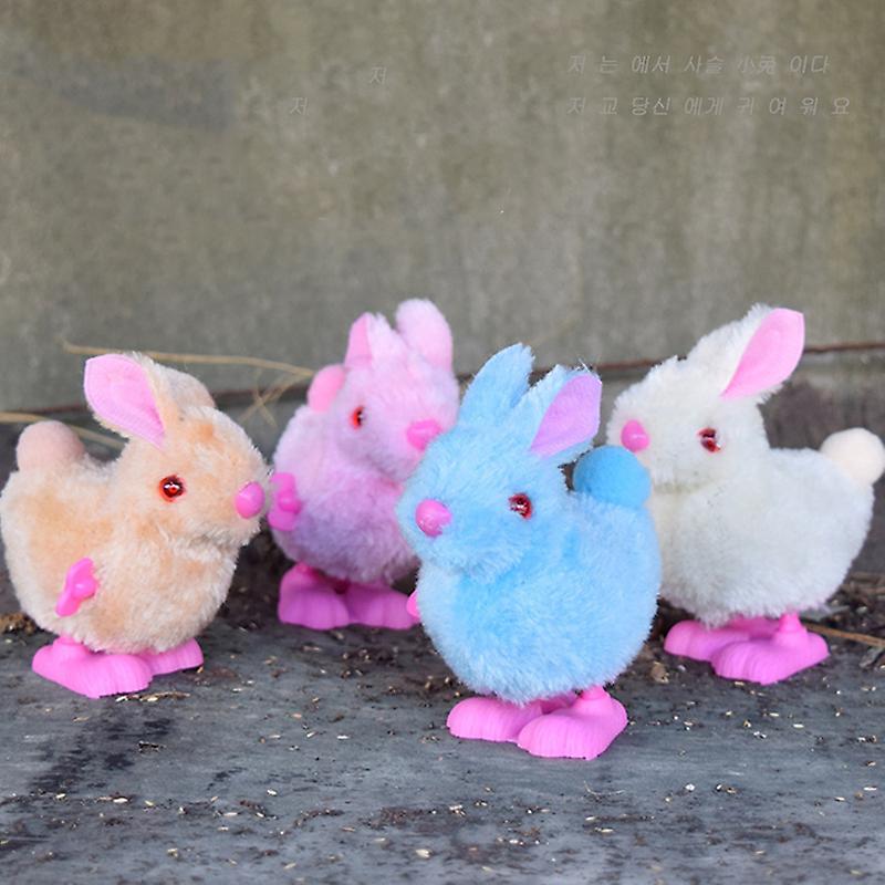 Plush Stuffed Bunny Toys Cartoon Jumping Rabbit Children's Baby Wind Up Toys