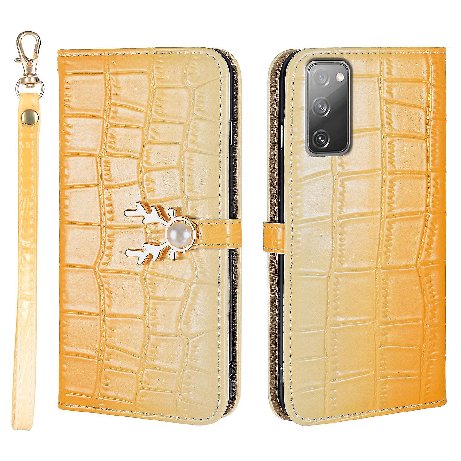 Elk Pattern Phone Case For Samsung Galaxy S20 Fe With Card Holder, Lanyard, Pu Leather Material, Wallet Function, Corner Fall Protection