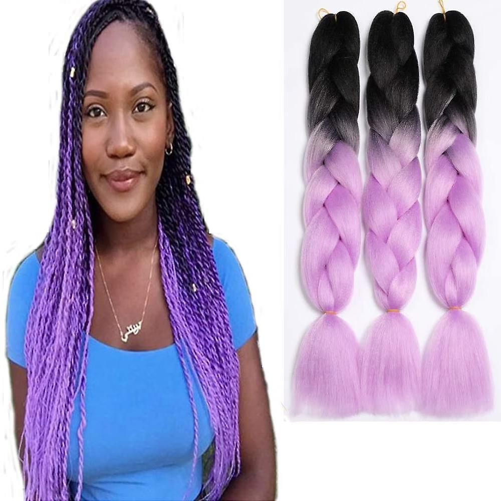 24" Jumbo Braids 3 Bundles Ombre Jumbo Braid Hair Extension Synthetic Fiber Extension