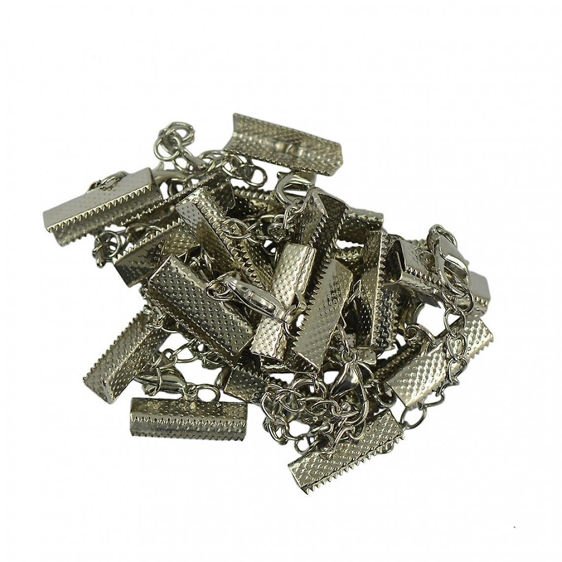 12 Set Clasp And Clip Ends Lobster Necklace Extender Clasp Silver Chain