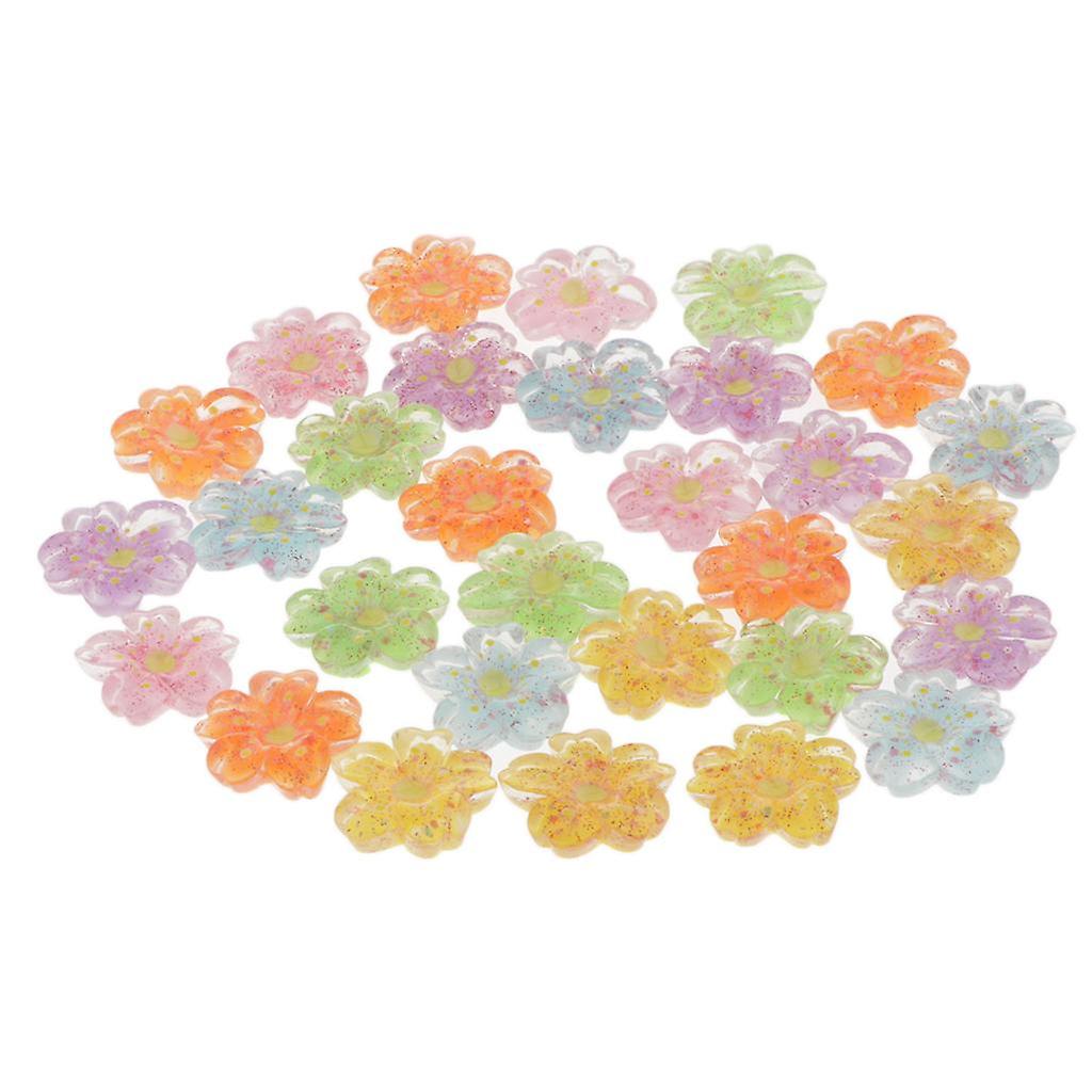 30pcs Colorful Sakura Shape Resin Flatback Embellishments for Craft Making