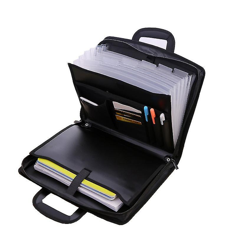 Portable Canvas Document Bag Multi-layer Waterproof Briefcase Thickened Zipper Information Organizer Office Storage Accessories