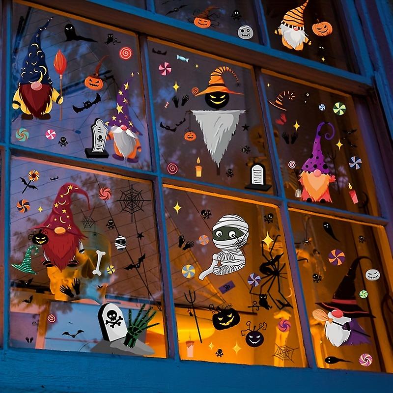 1set/9pcs Evil Wizard Window Stickers For Halloween Home Decor - Create A Spooky Atmosphere For Parties And Celebrations