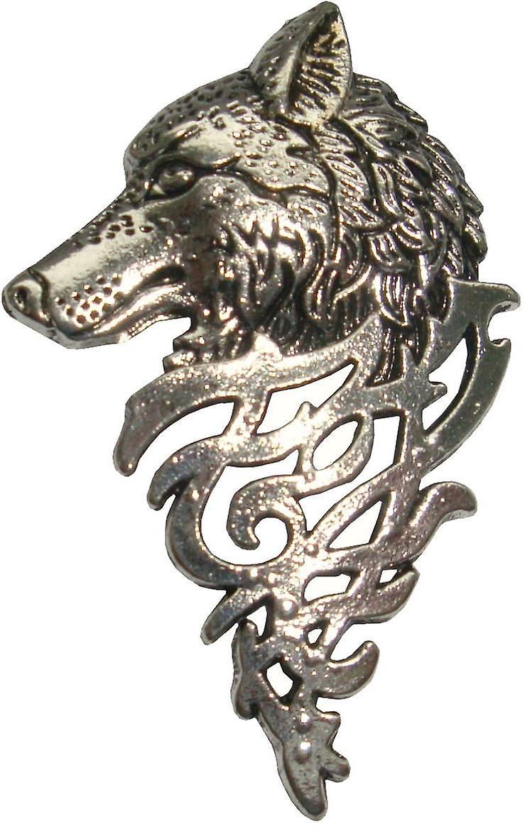 Bassin and Brown Wolf Lapel Pin - Silver