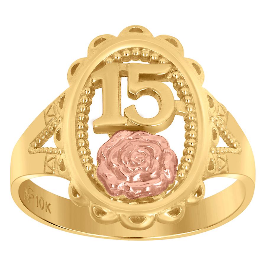 10KトライカラーゴールドレディースDC 15 ANOSオーバルエンゲージリング17.6x2.6mmワイドエンゲージリング女性用