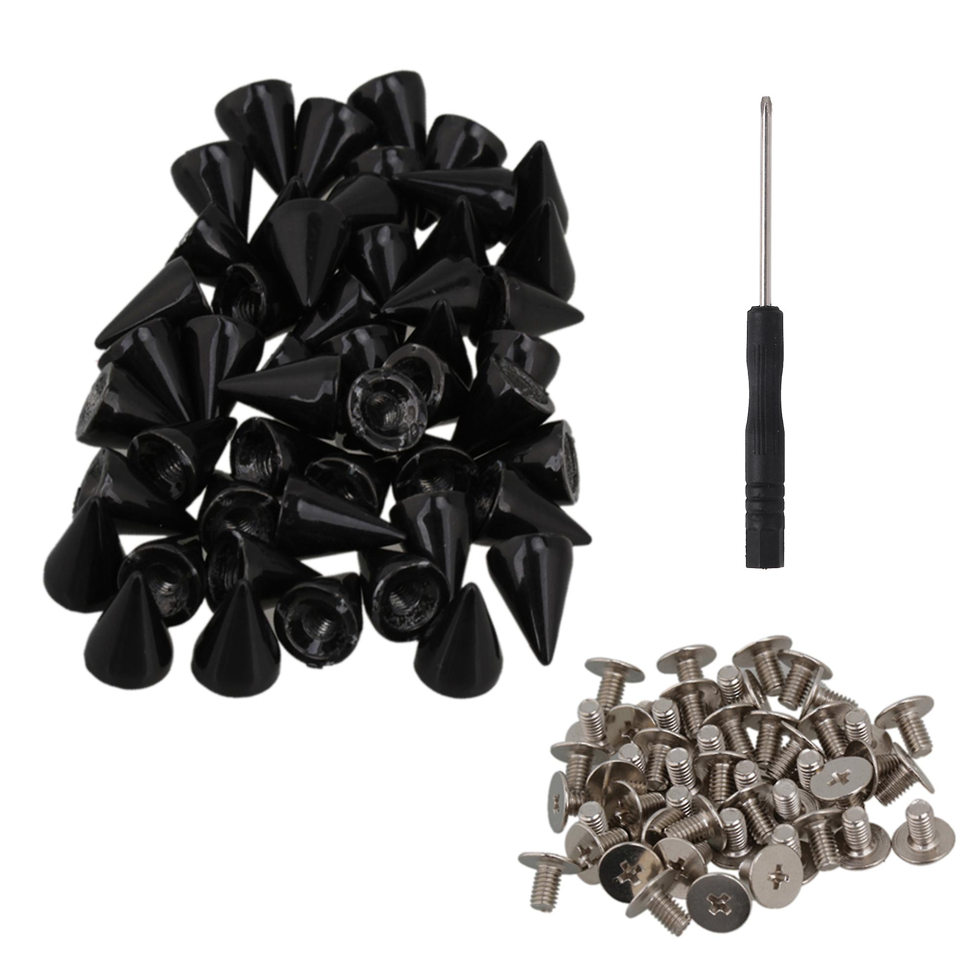 50 x Punk Black Alloy Rivet Studs Pyramid Spikes DIY Decoration Leathercraft