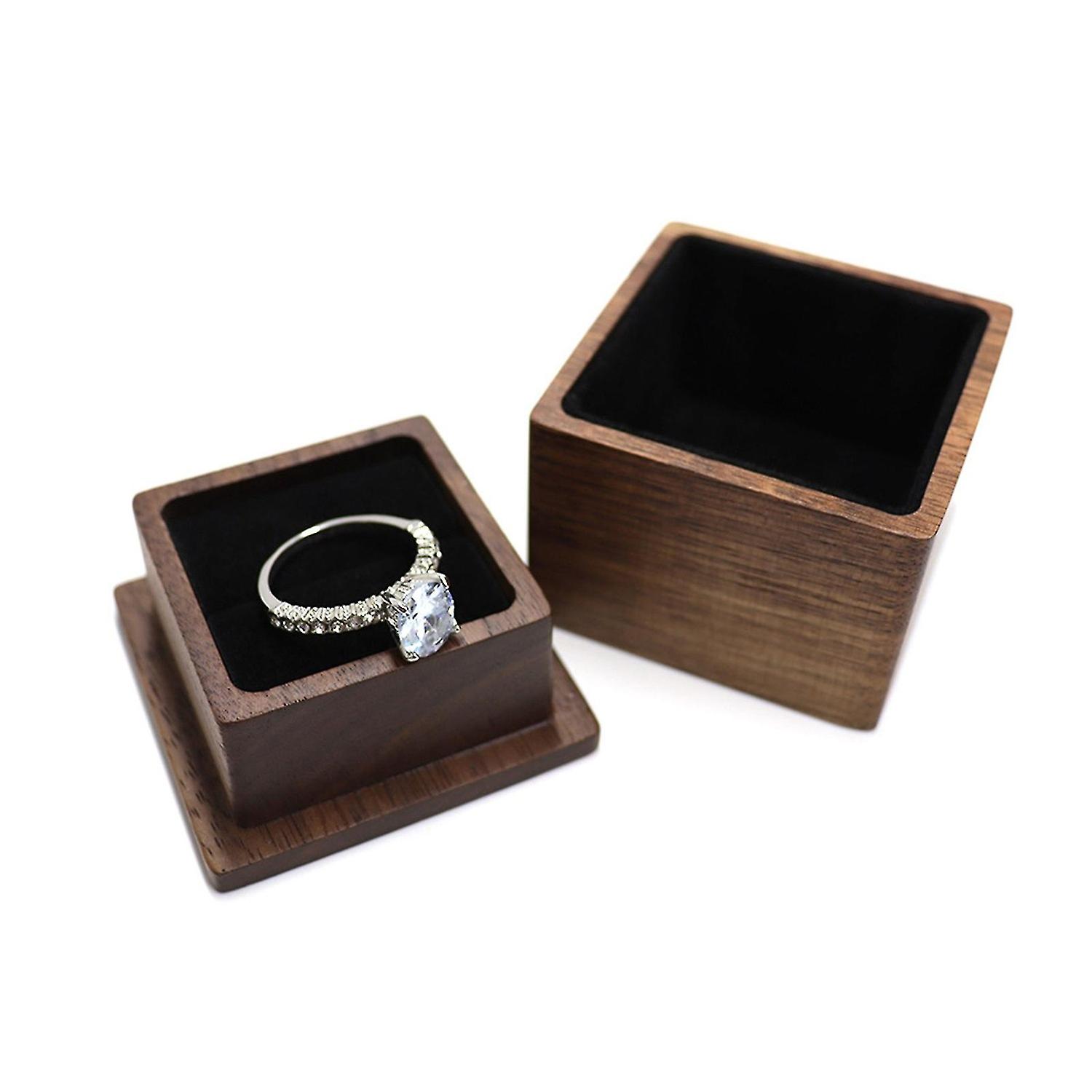 Wooden Ring Box Single Ring Chest Jewellery Display Gift Box For Men Proposal