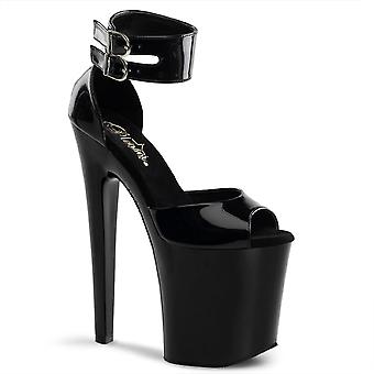 Pleaser Dame Sandaler Xtreme-875 Blk Pat/blk