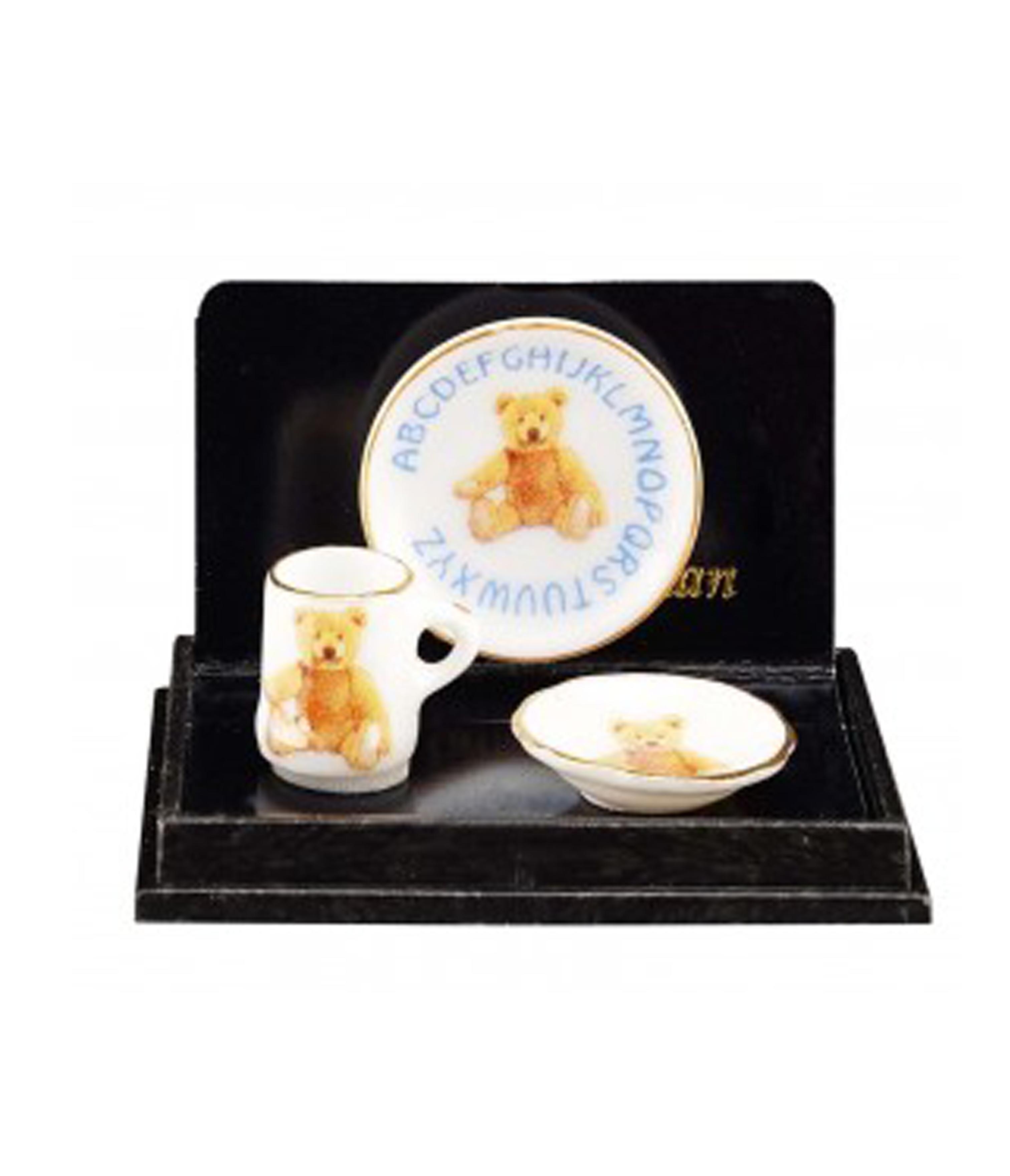 Dolls House Teddy Bear Abc Plate Set Miniature Reutter Nursery Dining Accessory