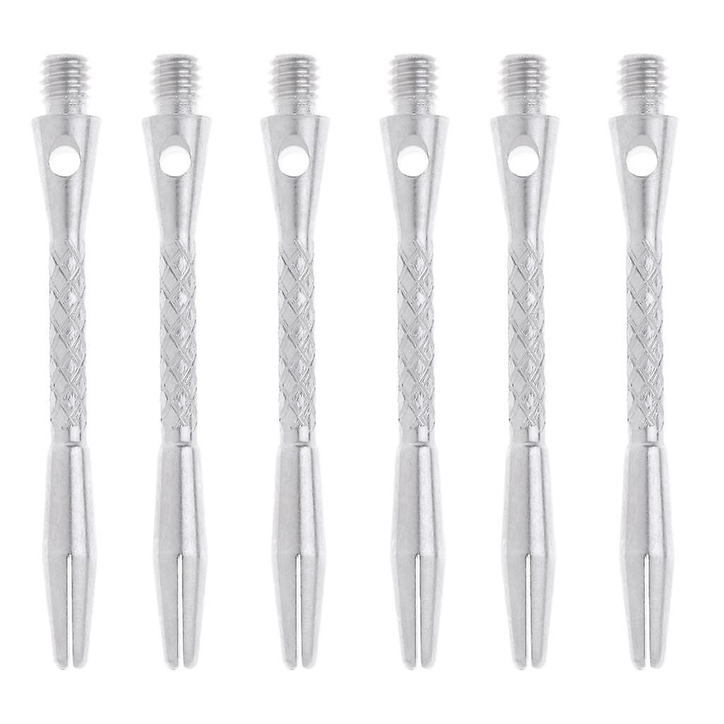 6 Pcs 50mm Thread Alloy Re-Grooved Dart Stems Shafts Silver