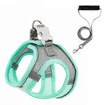 Pet Chest Strap Breathable Mesh Adjustable Reflective Vest Type Dog Harness for Medium Large Dogs Mint Green S