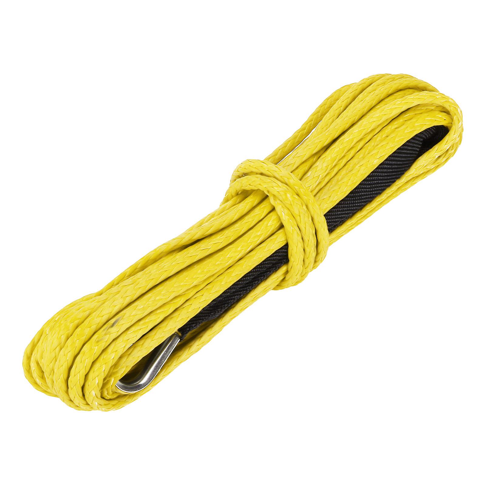 Câble de treuil synthétique en nylon de 15 m, 3 700 kg, de remplacement pour SUV, camion, VTT, UTV, jaune