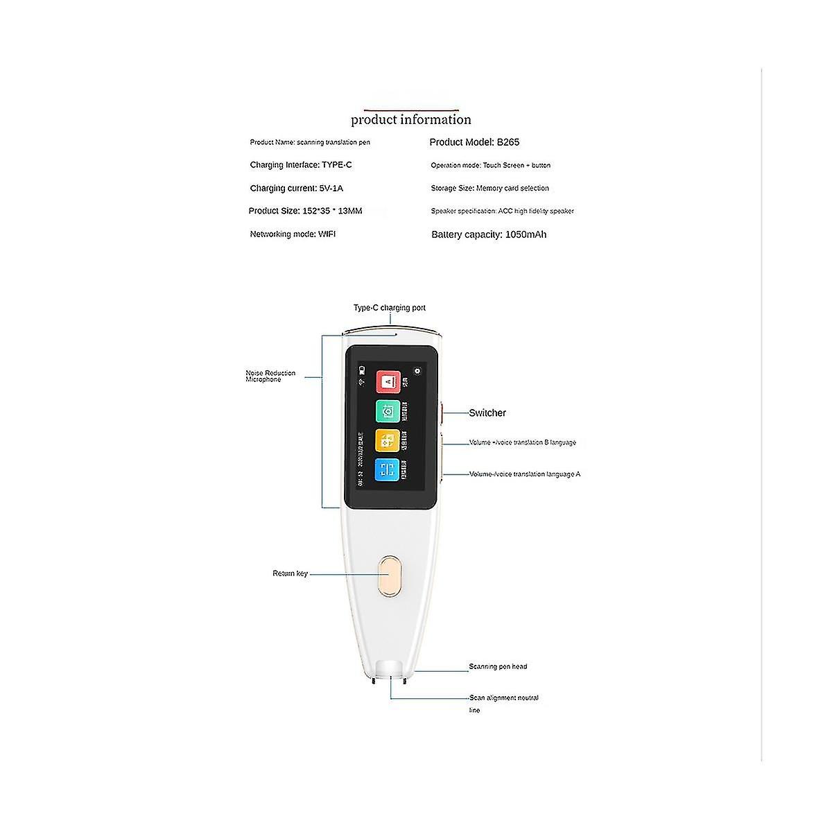 112 Languages Translation Pen Portable Scan Translation Pen Instant Text Scanning Reading Translator Device Reading Pen-dwdz