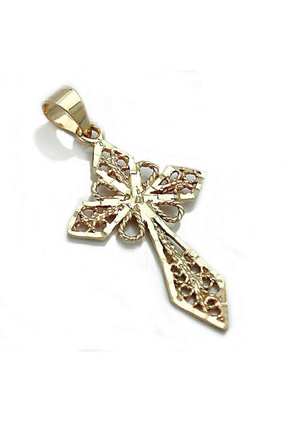 Pendant Cross Filigree 9k Gold - Gl430830