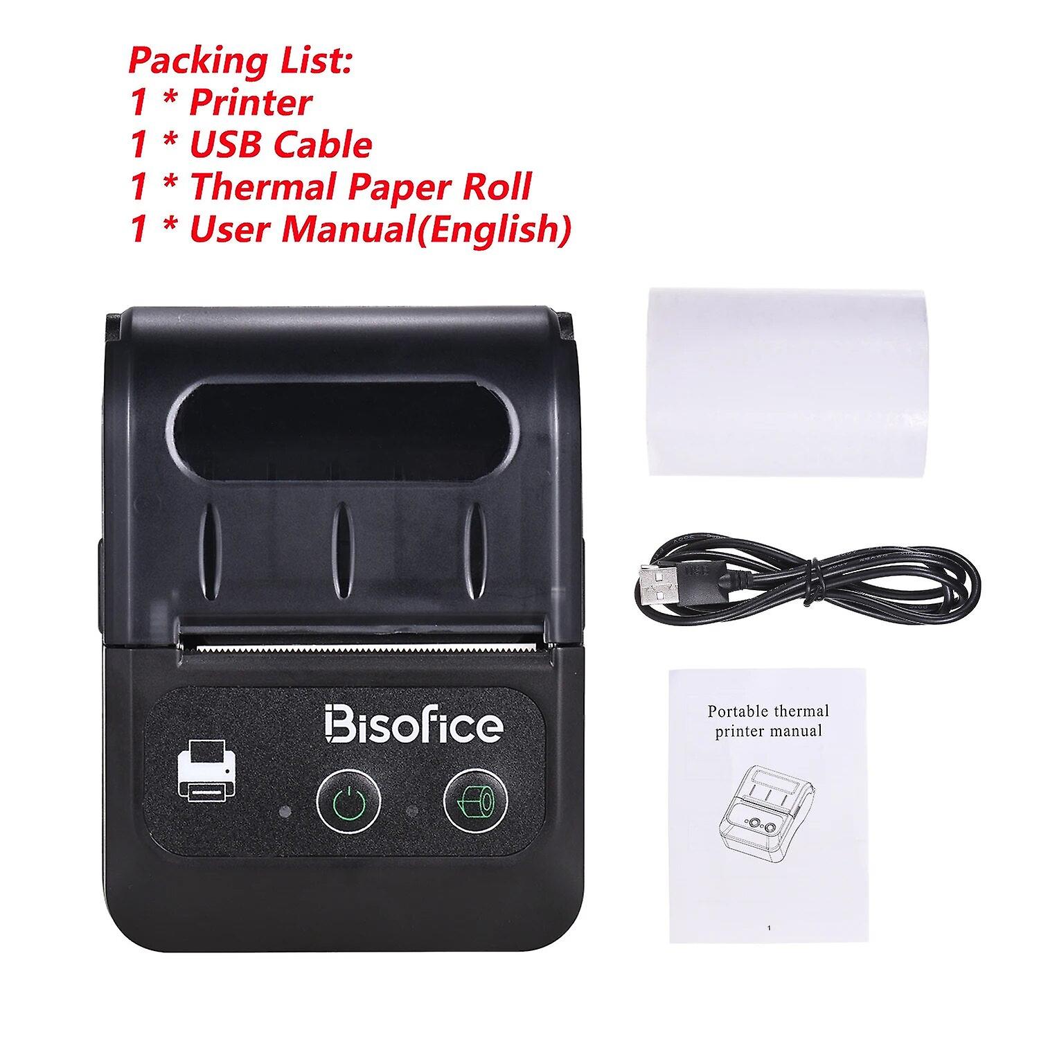 Bisofice Portable Thermal 58mm 2inch Printer Wireless Bt Label Maker For Store Shipping Support Esc/pos With Paper