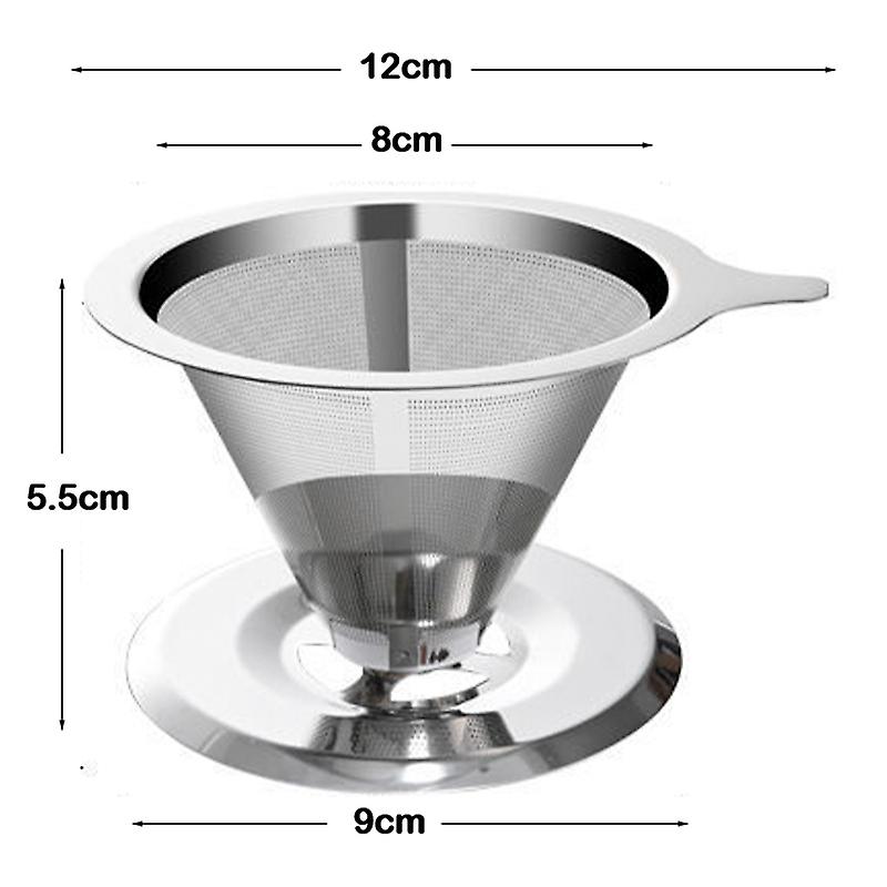 Portafiltro per caffè in acciaio inossidabile 304 a doppio strato riutilizzabile Pour Over Coffees Dripper Mesh Coffee