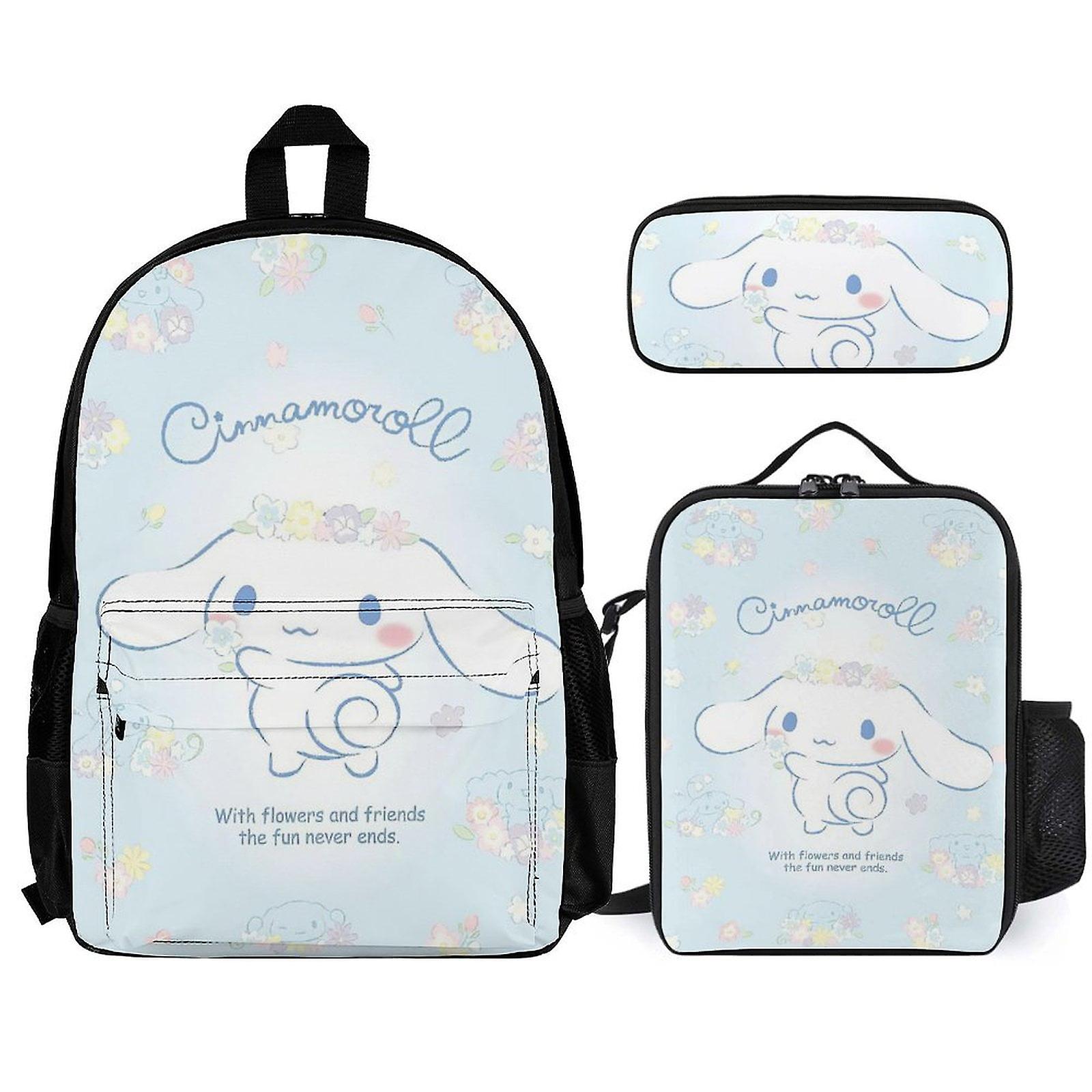 Cinnamoroll Backpack Set, Backpack with Lunch Box And Pencil Case 3pcs Set