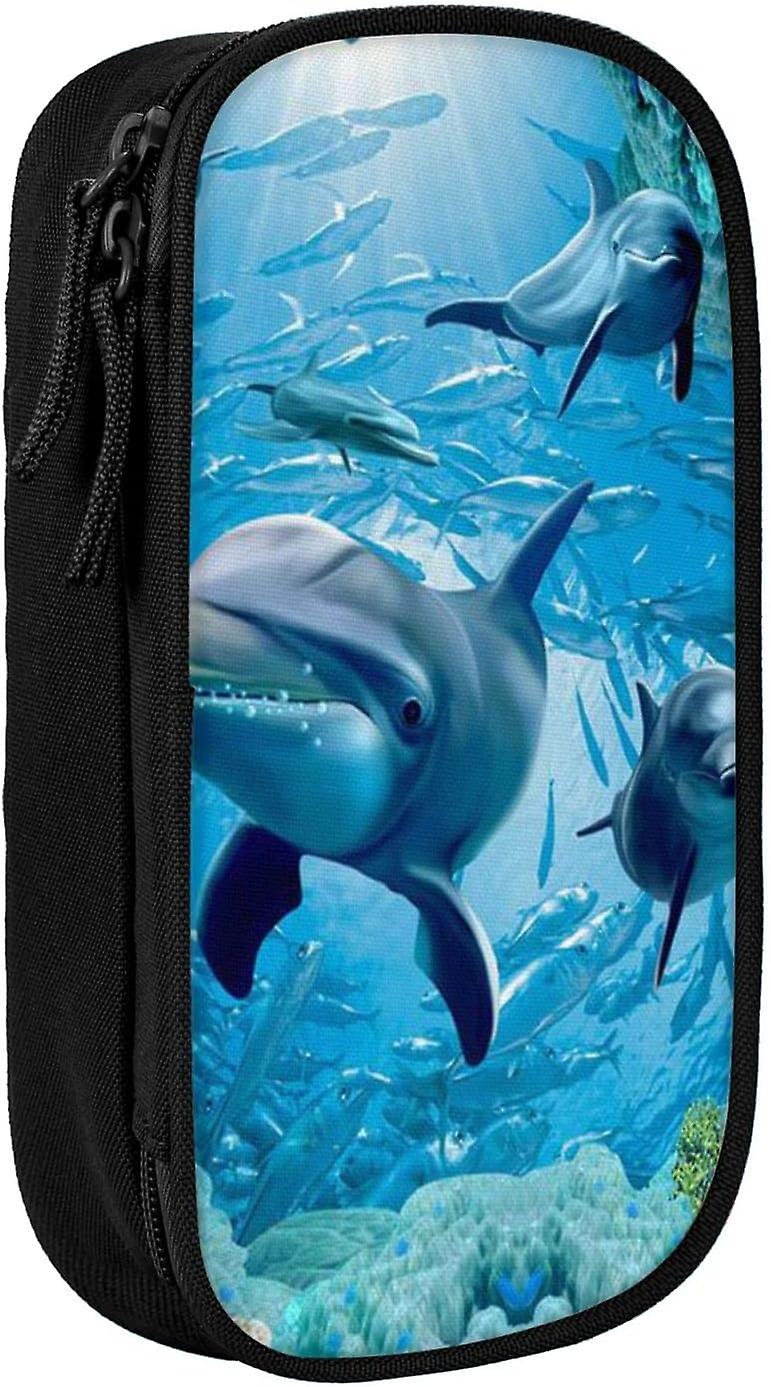 مقلمة حالة سعة كبيرة القلم الحقيبة حقيبة حامل ماركر المنظم مع كلية مكتب زيبر - دولفين تحت الماء مشهد 91380