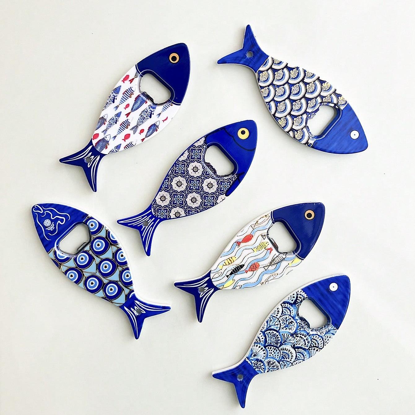 Beverage Bottle Opener Fish Shape Refridgerator Magnets Relief Texture Gilding Crafts
