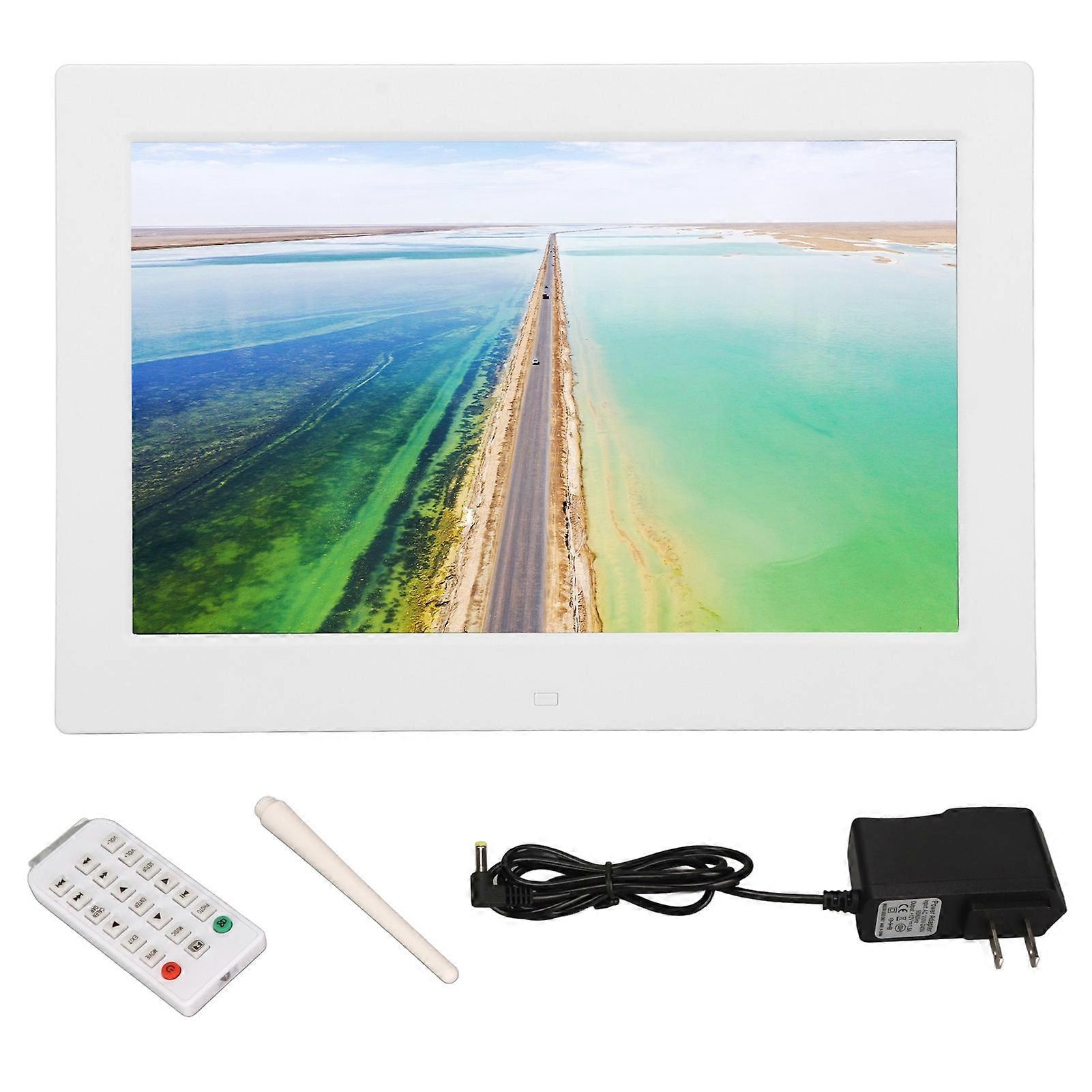 Digital Photo Frame 13 Inch 16:10 LED Display 1280x800 Electric Photo Frame with Remote Control 110?240V White US Plug