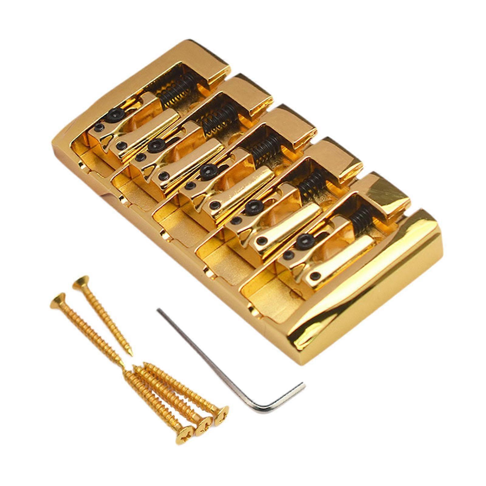5 Strings Fixed Bridge Tailpiece for Electric Bass Parts Instruments Gold