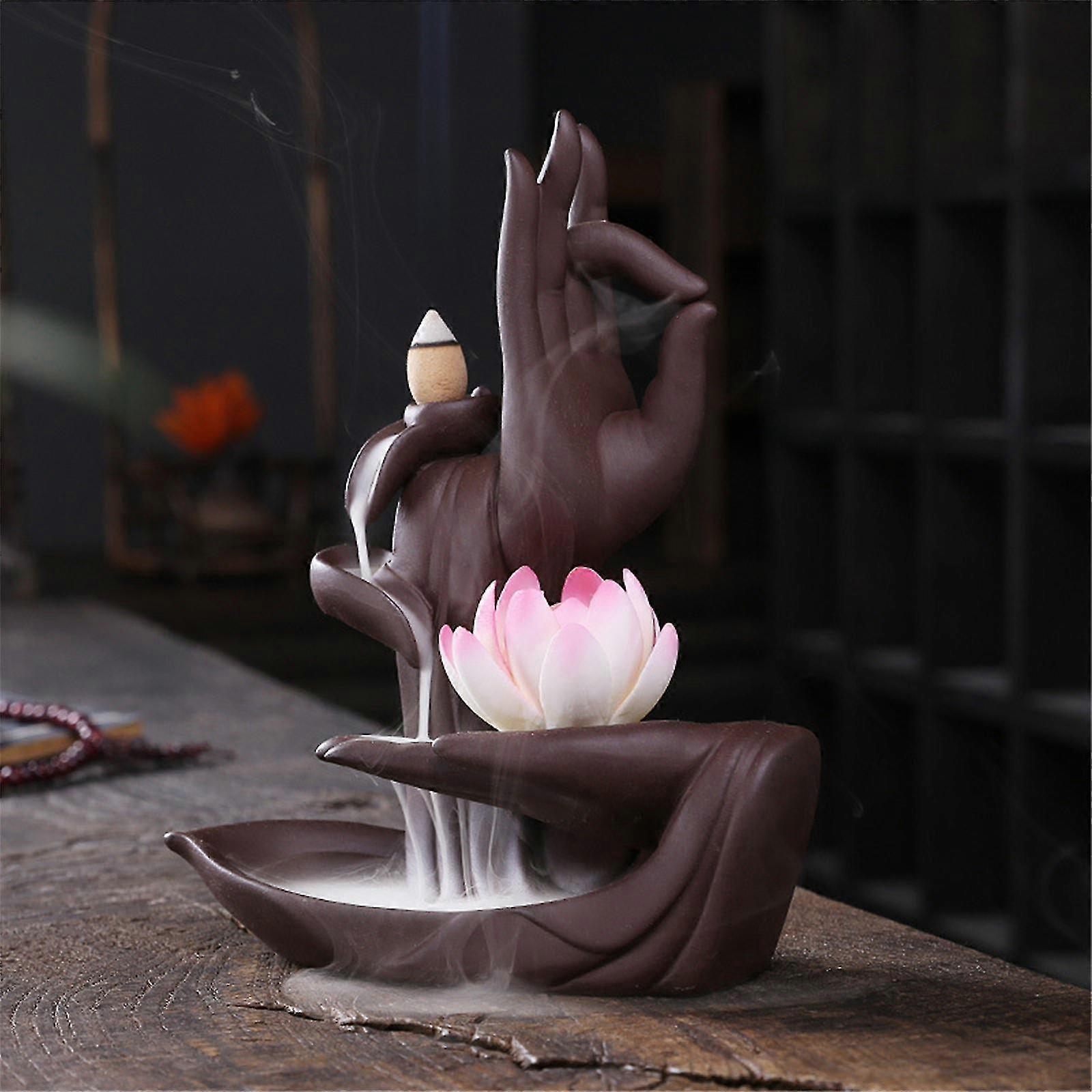 Buddha Hand Flower Ceramic Incense Burner For Incense Cones