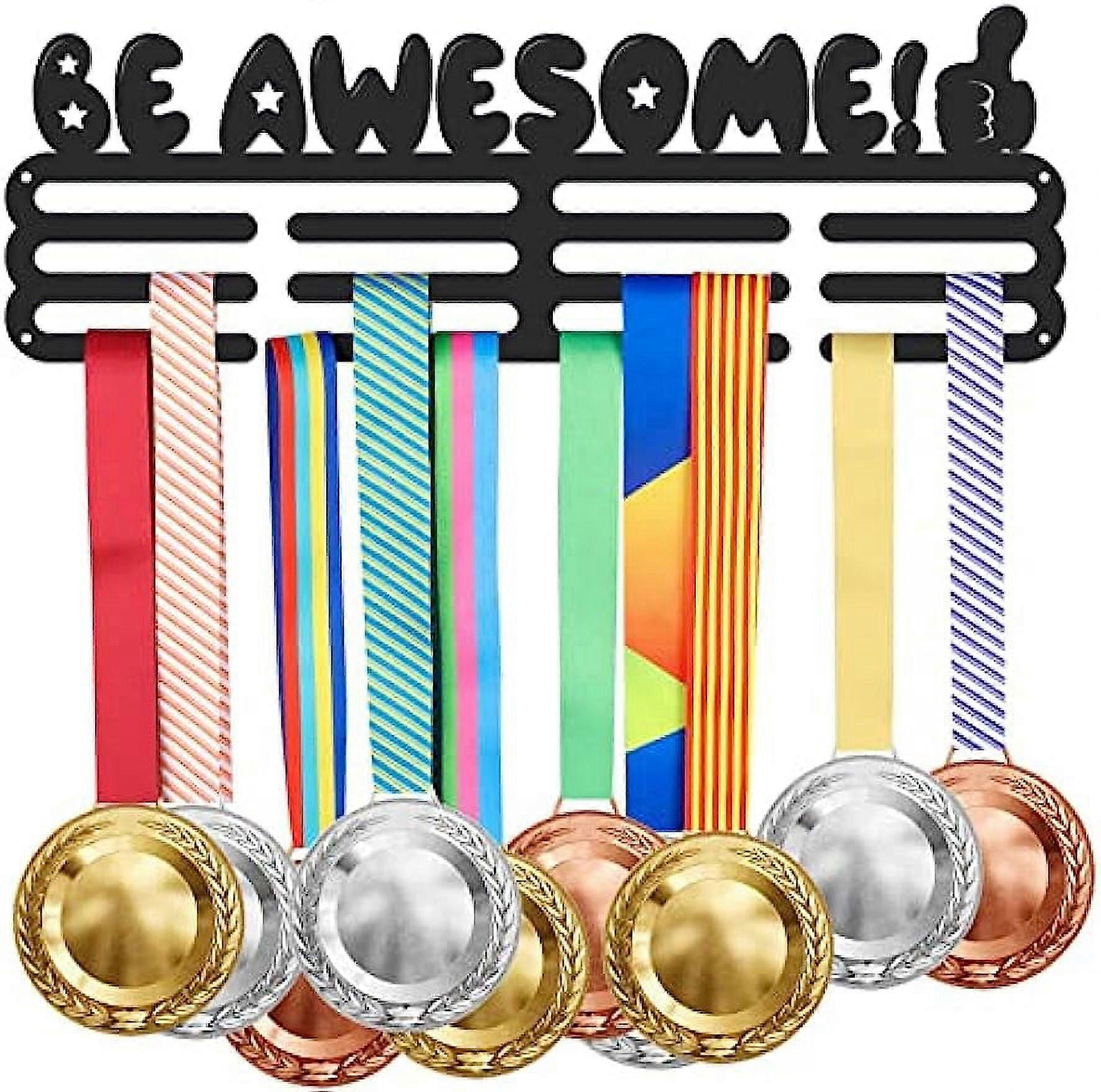 1set Hanger Motivational Text Wall Mounted Medal Holder for 60+ Hanging Medal Rack Display Rack Awards