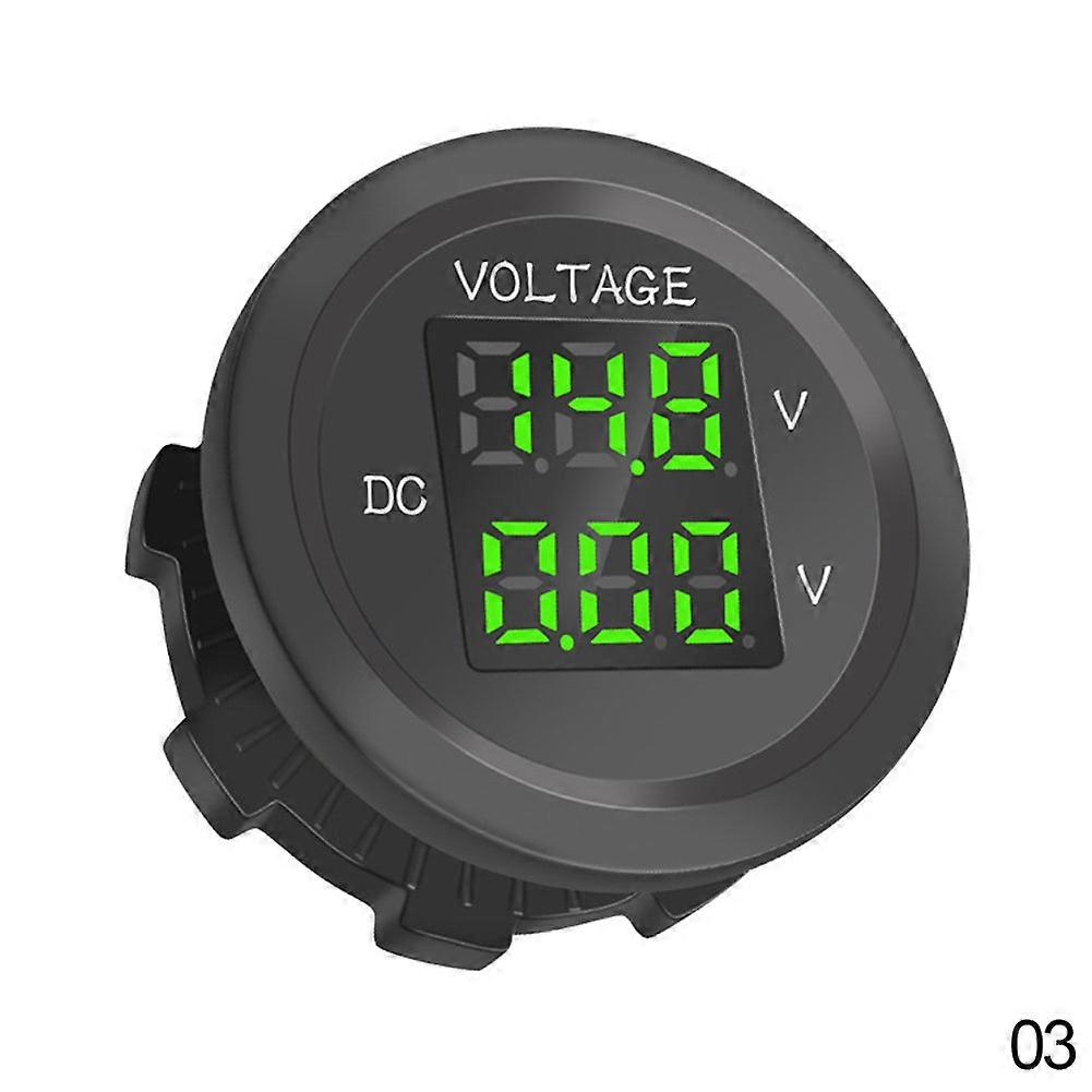 Car Led Waterproof Dual Voltage Three-digit Mini Round Waterproof Led Panel Digital Voltmeter Tester Monitor Display Voltmeter