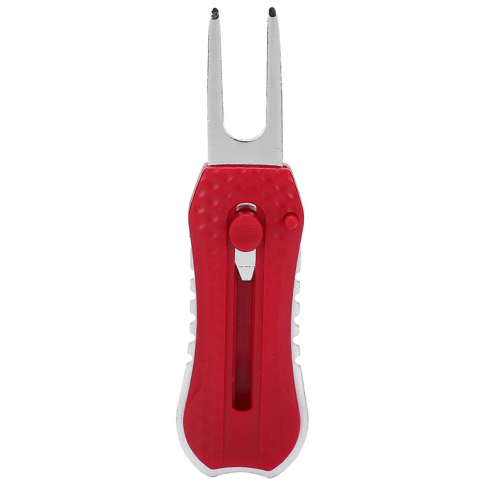 Golf Fork Golf Divot Repair Spring Tool Pitchfork Cleaner Putting Green Fork Training Aidsred