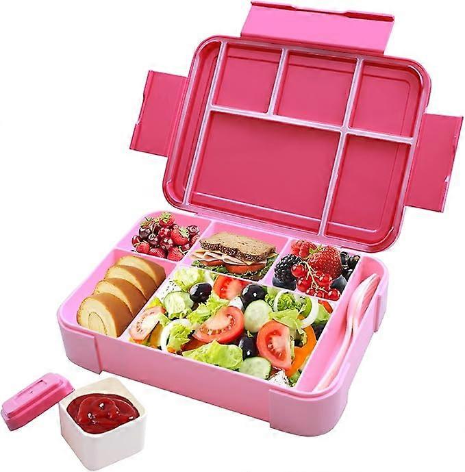 Toy lunch box with compartments, lunch box with 6 compartments and a separate sauce box, Bento box BPA-free, leak-proof design, perfect for children t