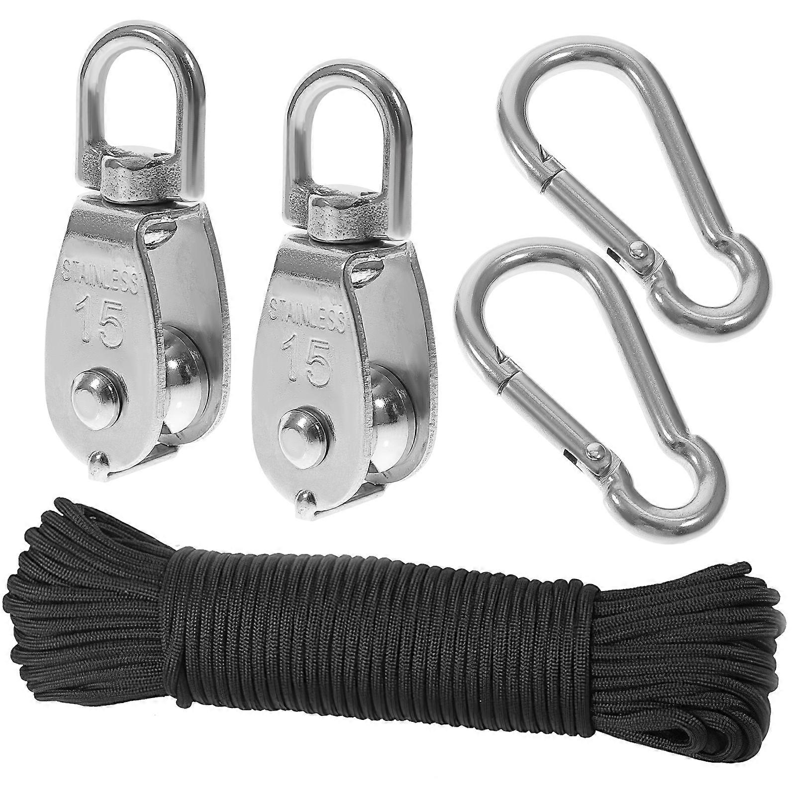 1 Set Rope Pulley System Pulley Wheel Wire Rope Cable Towing Wheel with Rope and Hook