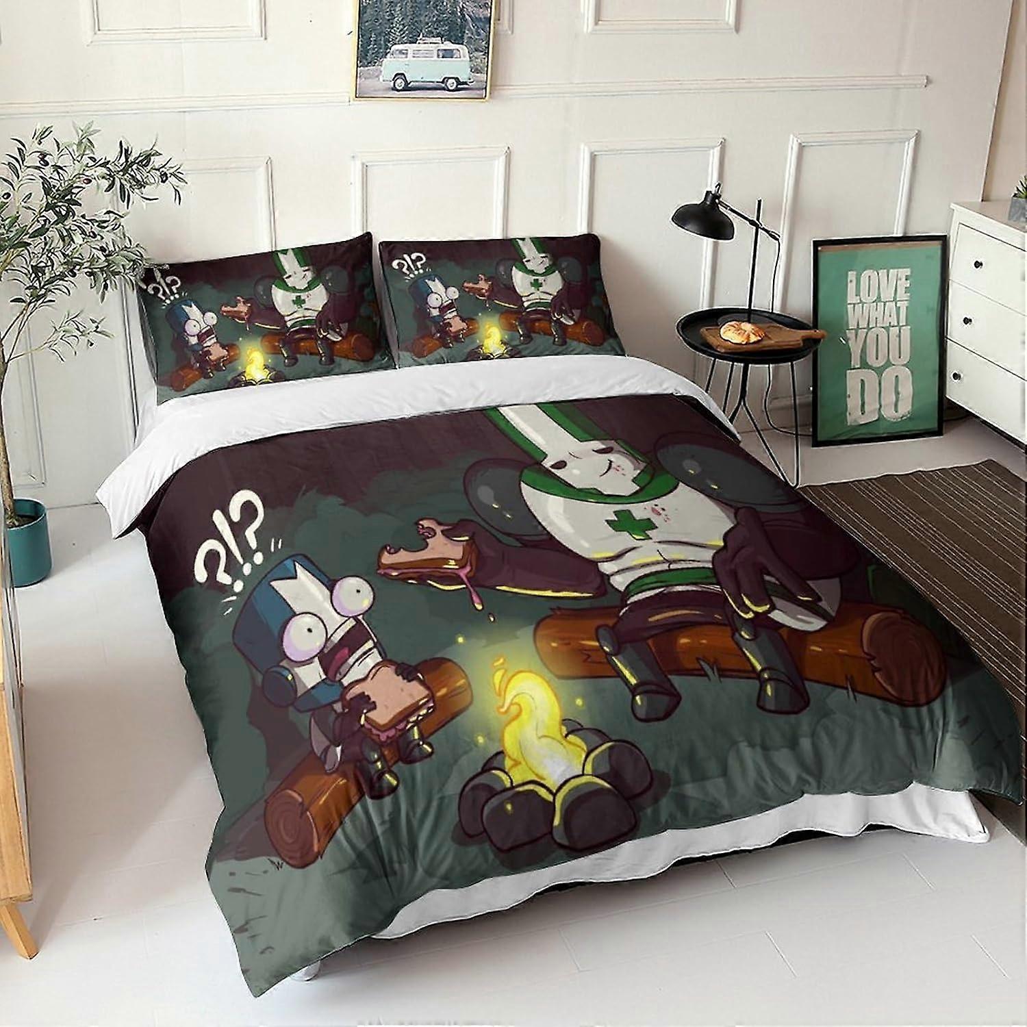 Castle Crashers Bedding Set Bedding Set for Adults and Children D Print Pattern The Castle Not Invited Soft Microfiber Duvet Cover with Pillowcases 13