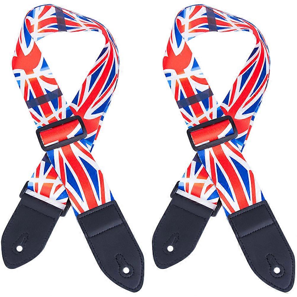 2pcs Widened Guitar Strap Classic Union Flag Adjustable Guitar Shoulder Strap