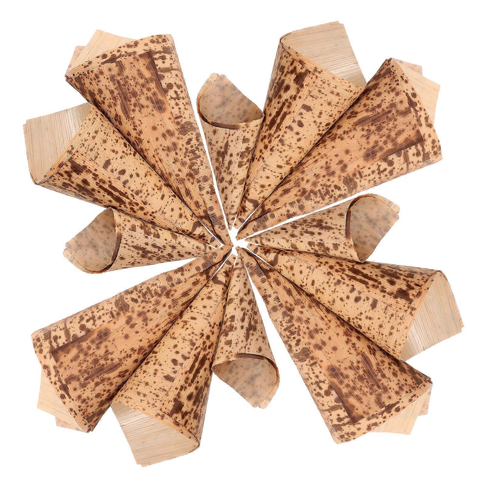 30pcs Disposable Charcuterie Cone Plates Snack Serving Bamboo Tray Cone Shape Sushi Ice Cream Holder