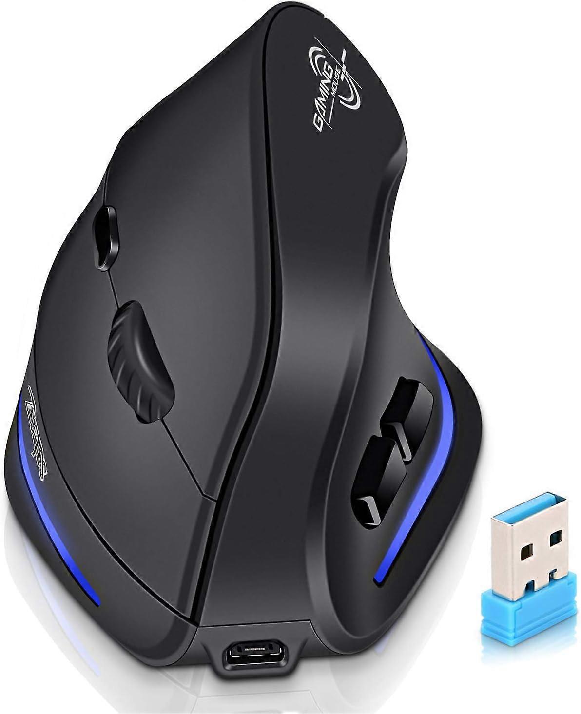 Rechargeable Ergonomic Mouse,2.4G Wireless Vertical Mouse,3 Adjustable DPI 2400/1600/1000,6 Button
